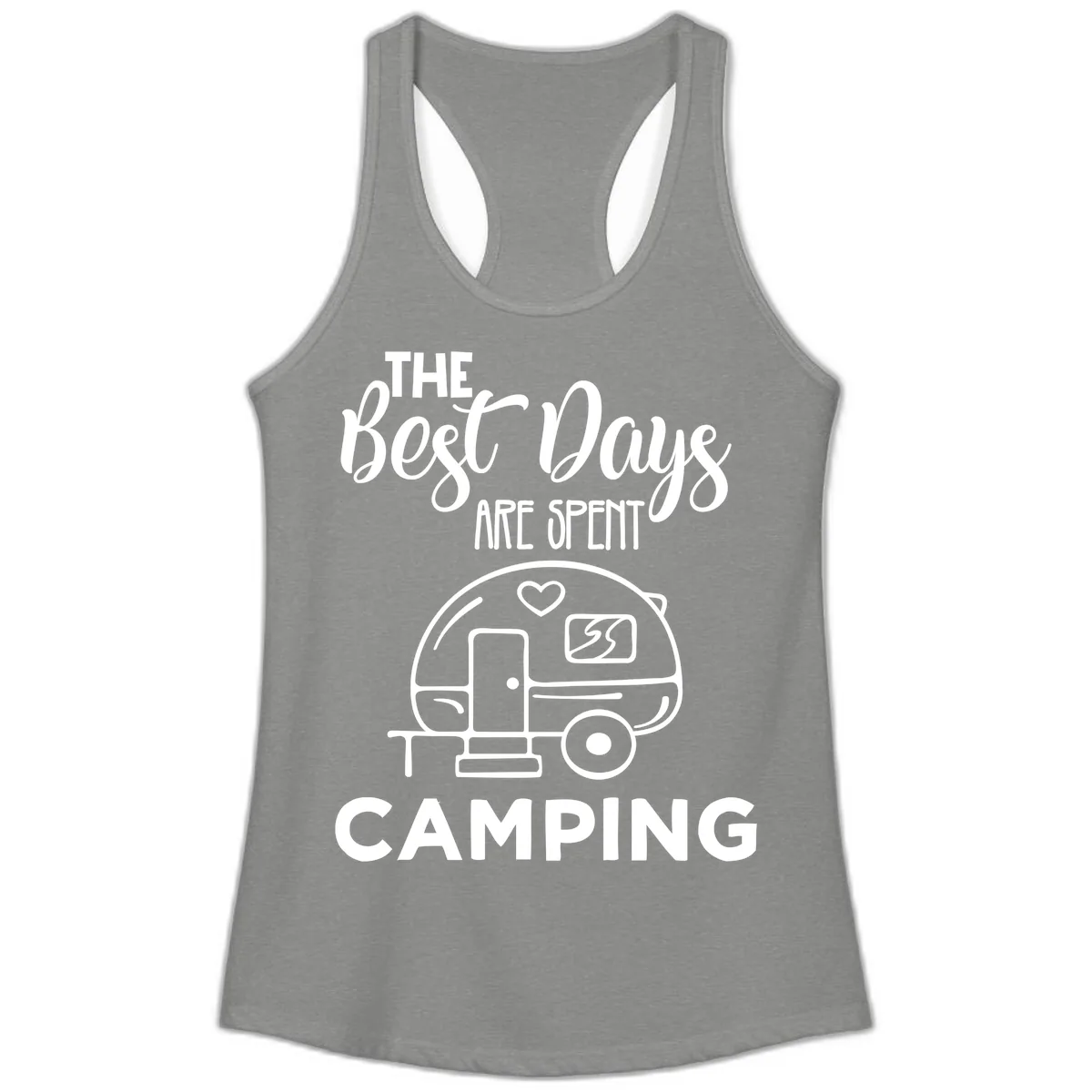 The Best Days Are Spent Camping Ladies Tank in Heather Grey