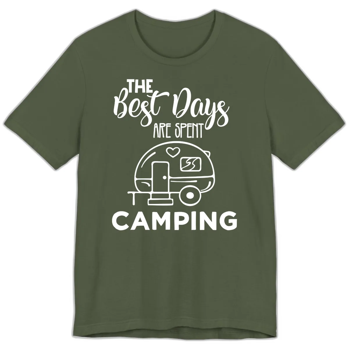 The Best Days Are Spent Camping Premium T-Shirt in Military Green