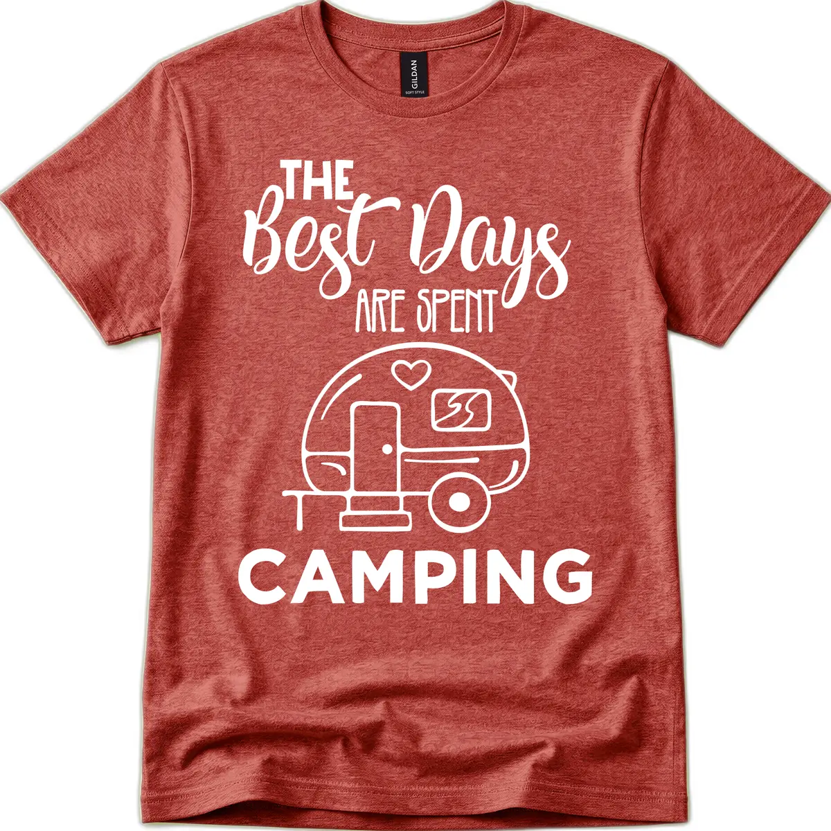 The Best Days Are Spent Camping T-Shirt in Heather Cardinal