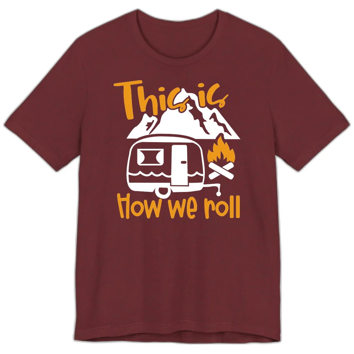 This Is How We Roll Camping Premium T-Shirt in Heather Cardinal