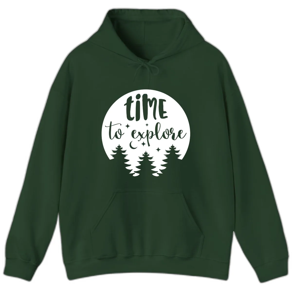 Time To Explore Hoodie in Forest Green