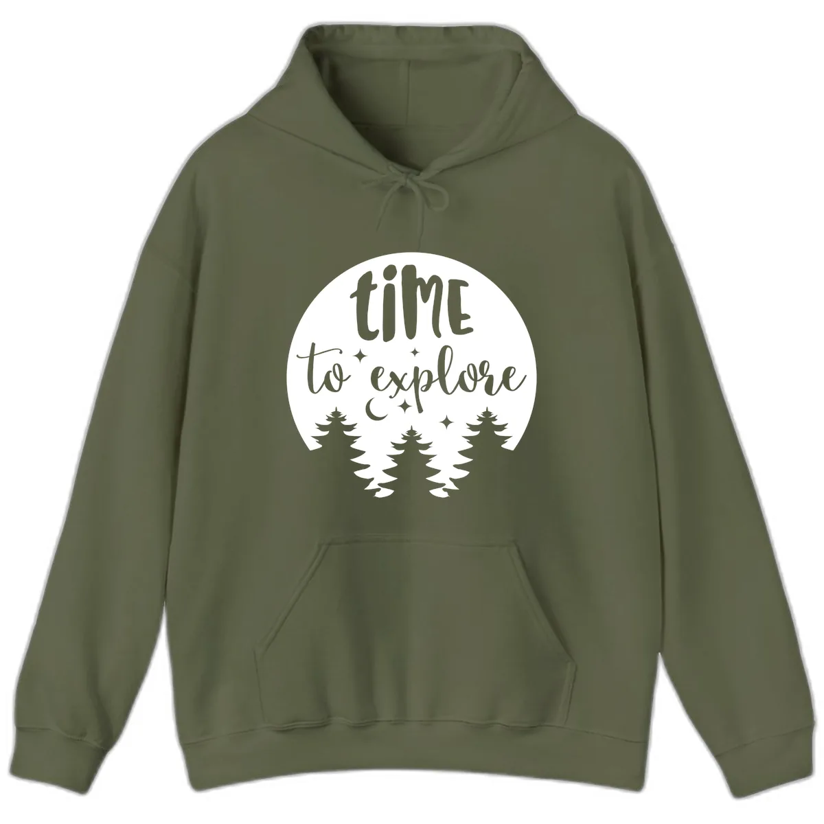 Time To Explore Hoodie in Military Green
