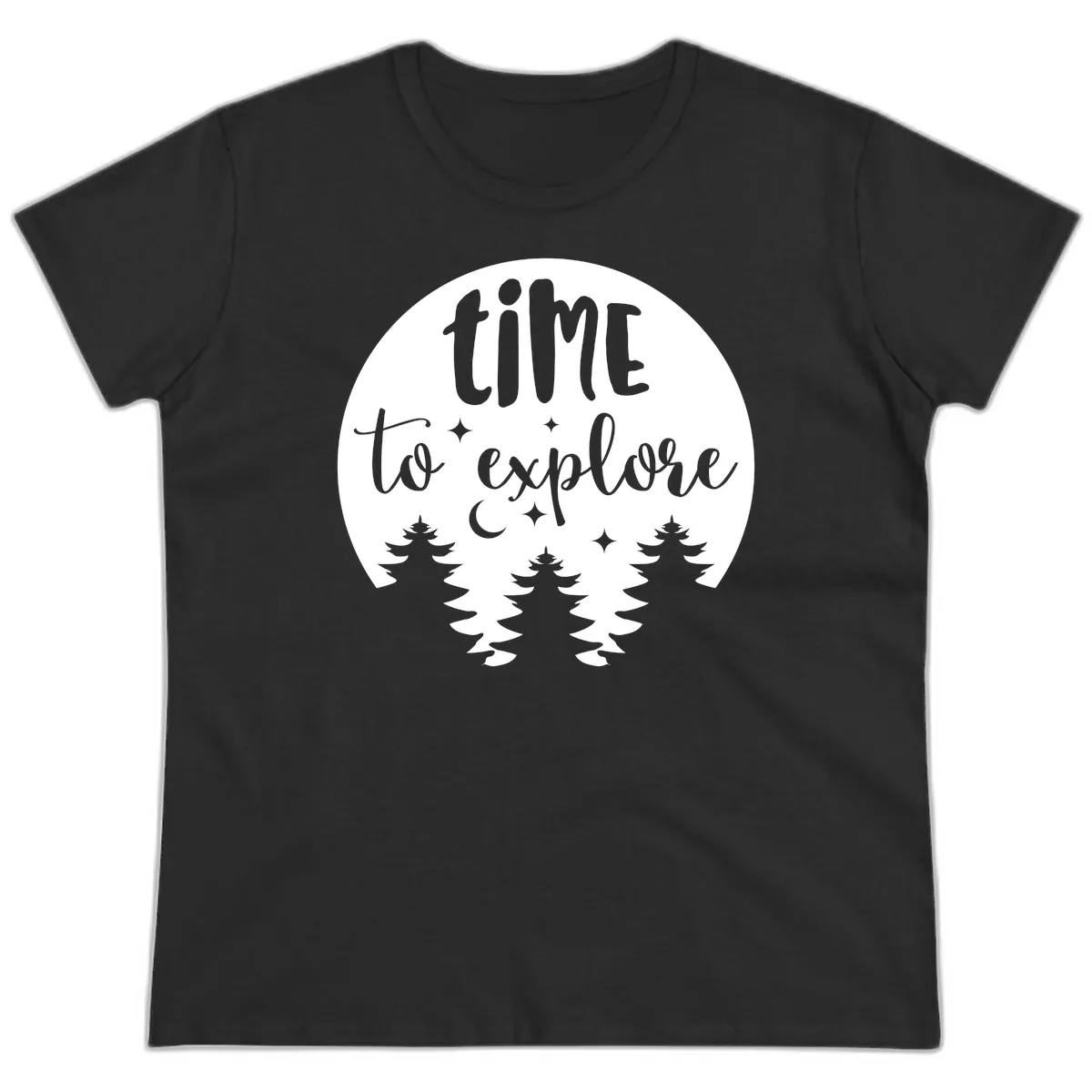 Time To Explore Ladies Tee in Black