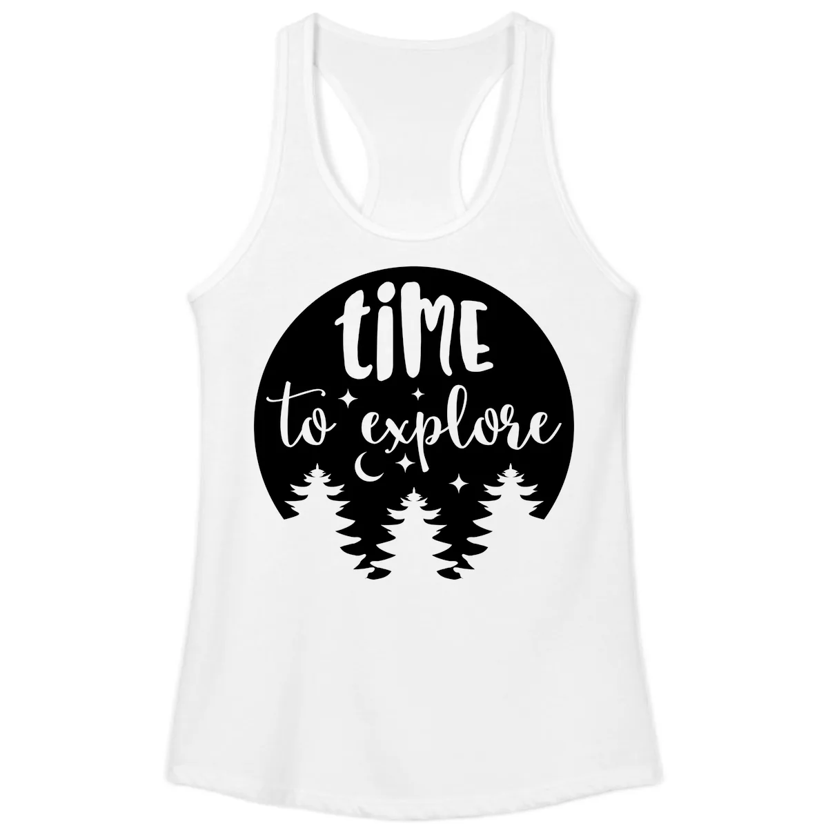 Time To Explore Ladies Tank in White