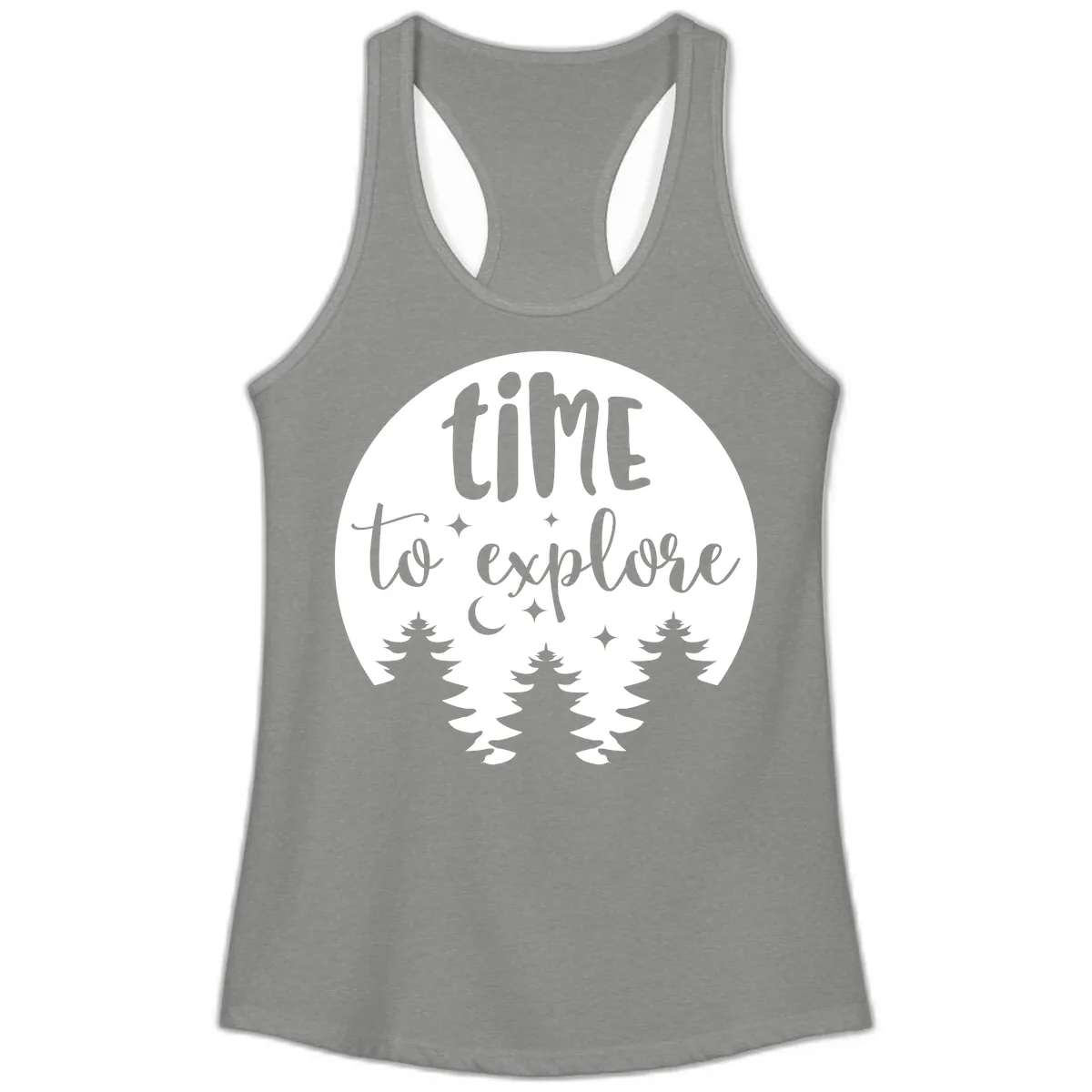 Time To Explore Ladies Tank in Heather Grey