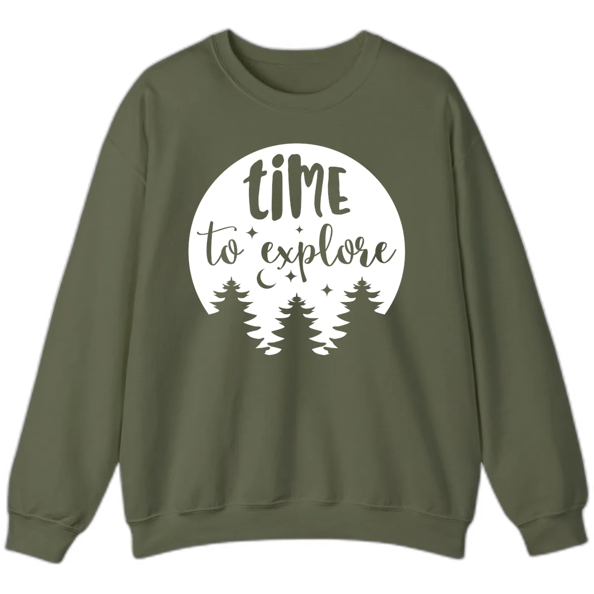 Time To Explore Sweatshirt in Military Green