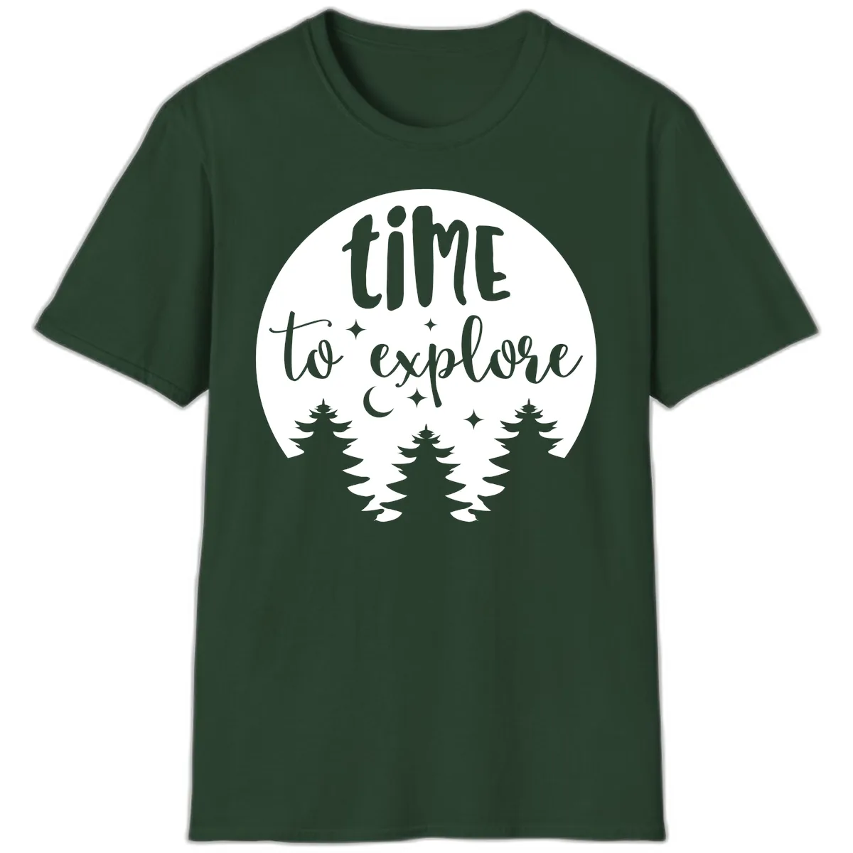 Time To Explore T-Shirt in Forest Green