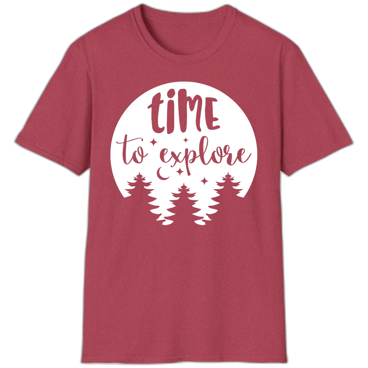 Time To Explore T-Shirt in Heather Cardinal