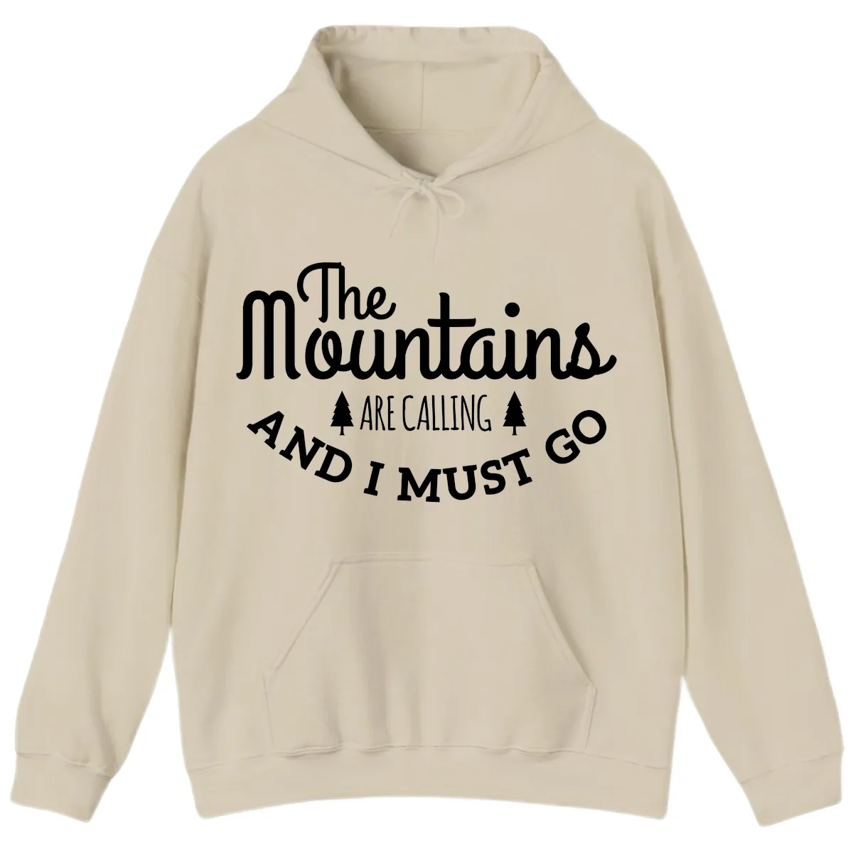The Mountains Are Calling Hoodie in Sand