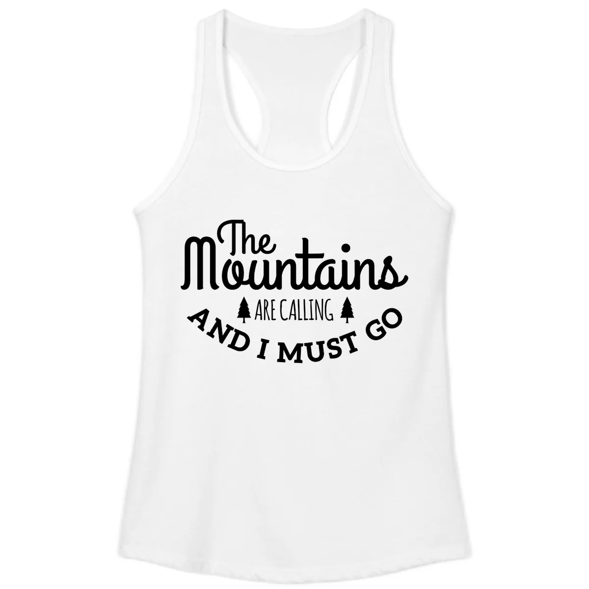 The Mountains Are Calling Ladies Tank in White