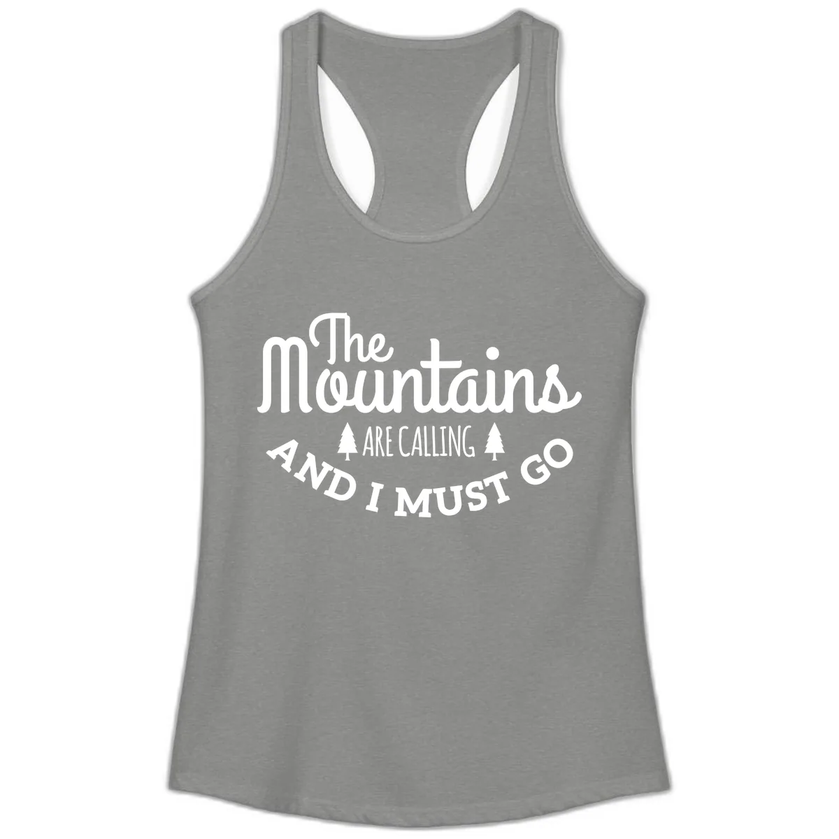 The Mountains Are Calling Ladies Tank in Heather Grey