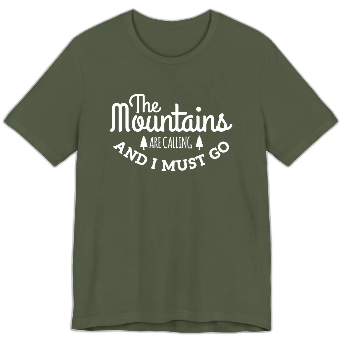 The Mountains Are Calling Premium T-Shirt in Military Green
