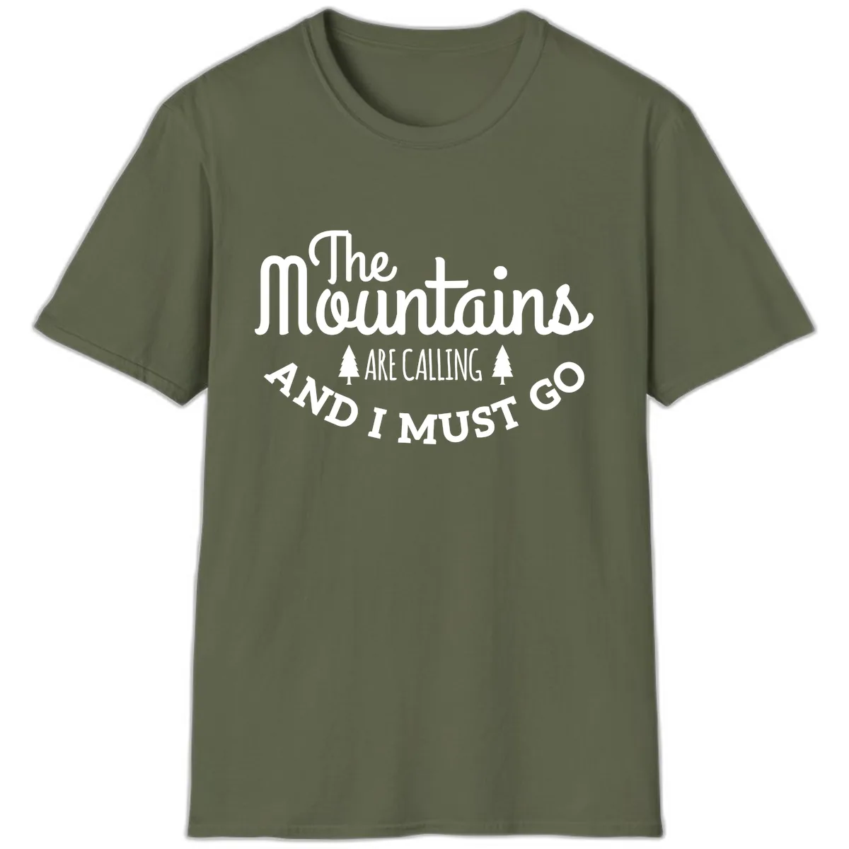 The Mountains Are Calling T-Shirt in Military Green