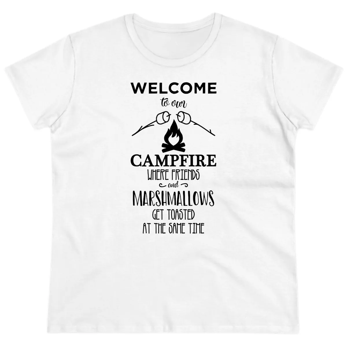 Welcome To Our Campfire Ladies Tee in White