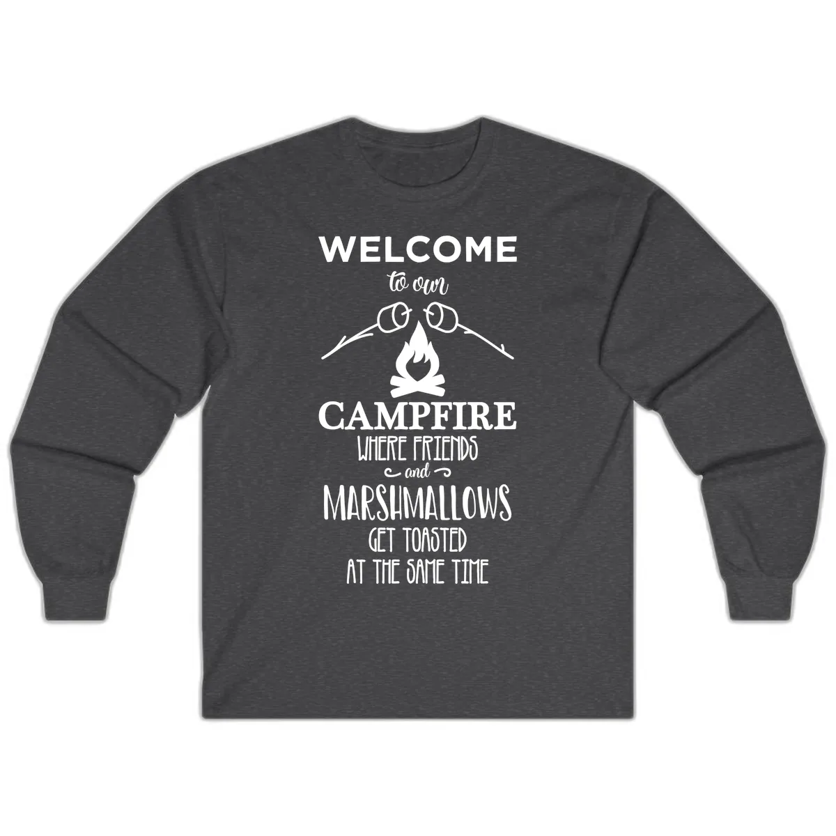 Welcome To Our Campfire Long Sleeve in Dark Heather