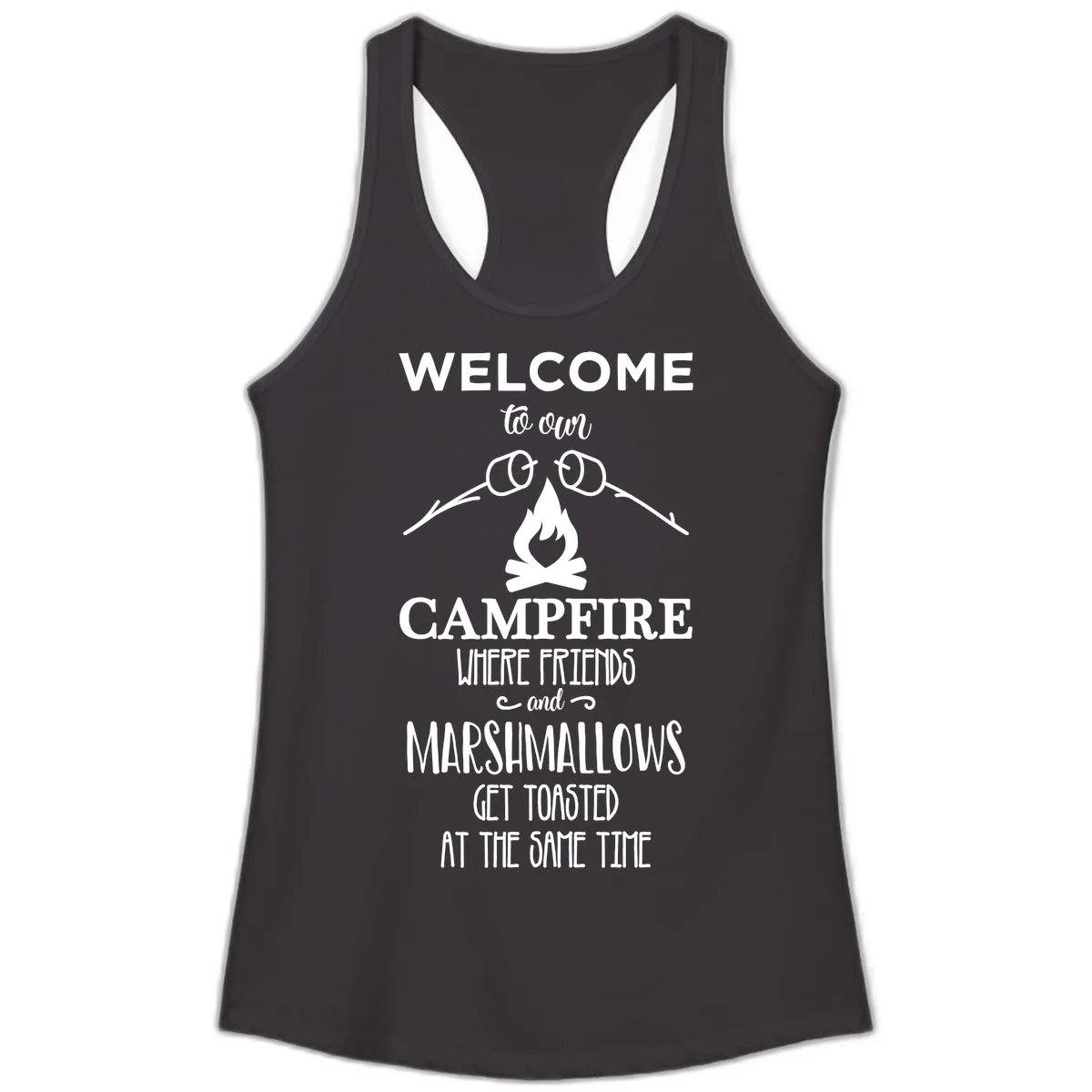 Welcome To Our Campfire Ladies Tank in Black