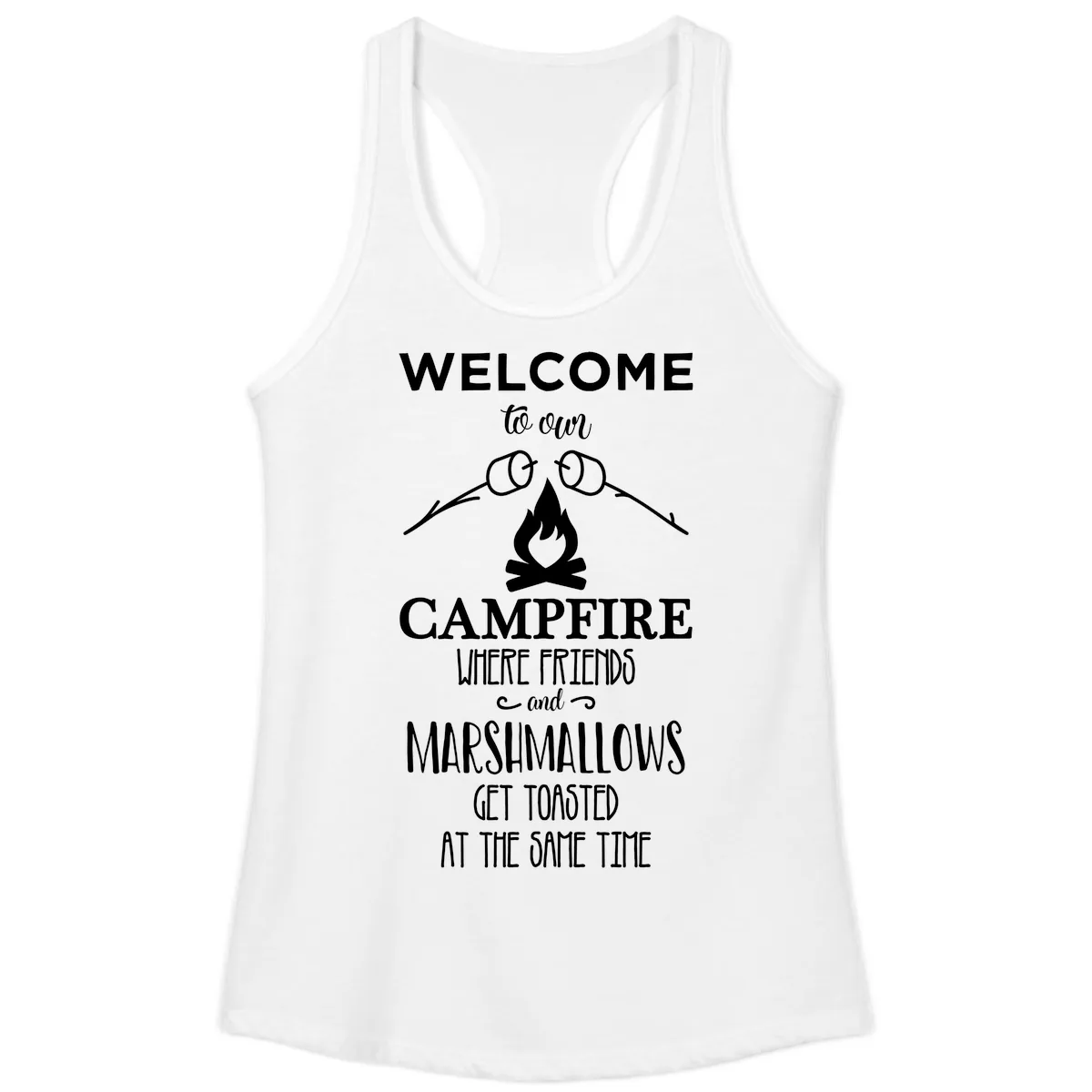 Welcome To Our Campfire Ladies Tank in White