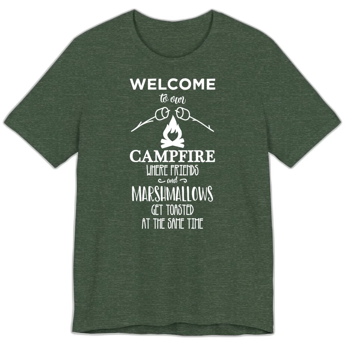Welcome To Our Campfire Premium T-Shirt in Heather Forest
