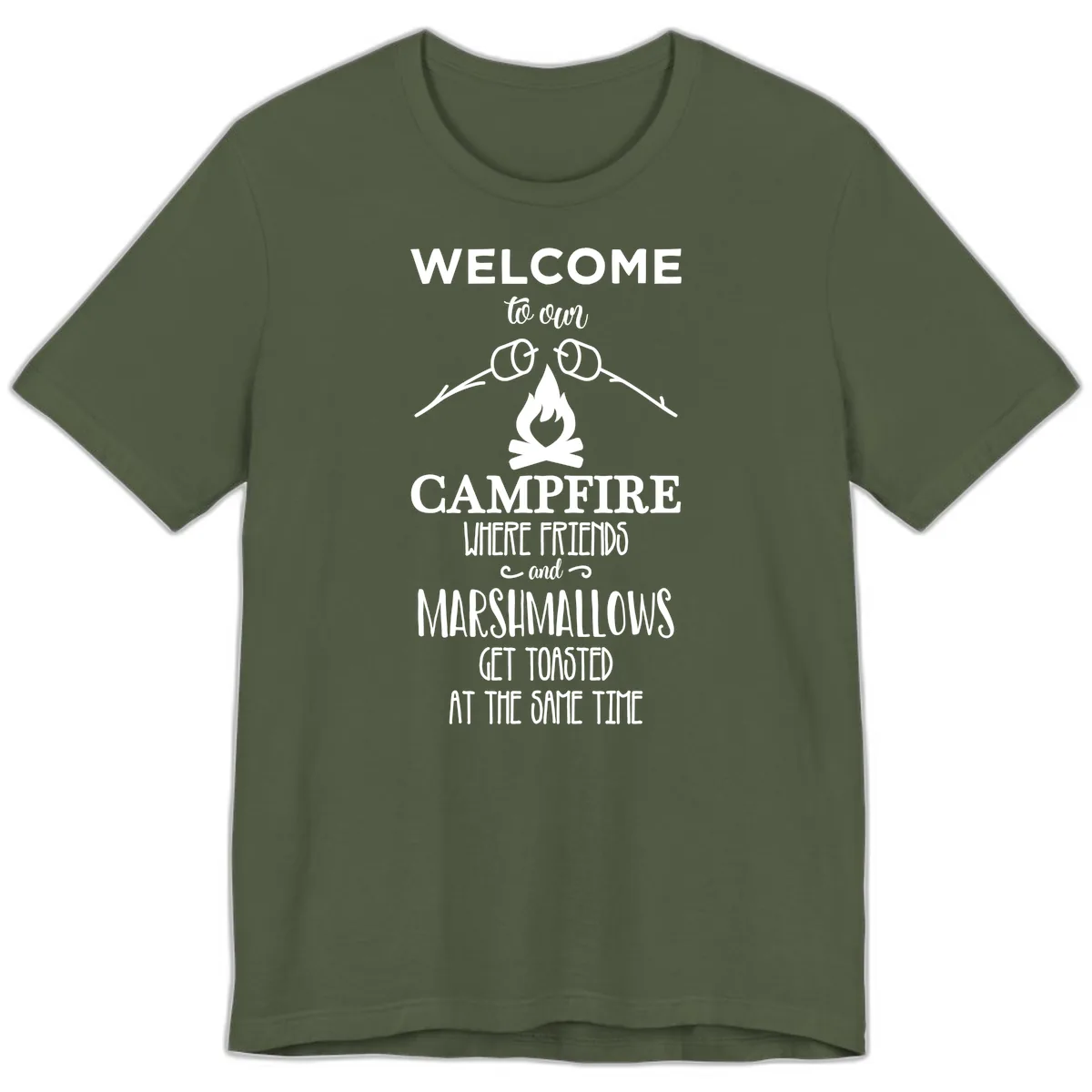 Welcome To Our Campfire Premium T-Shirt in Military Green