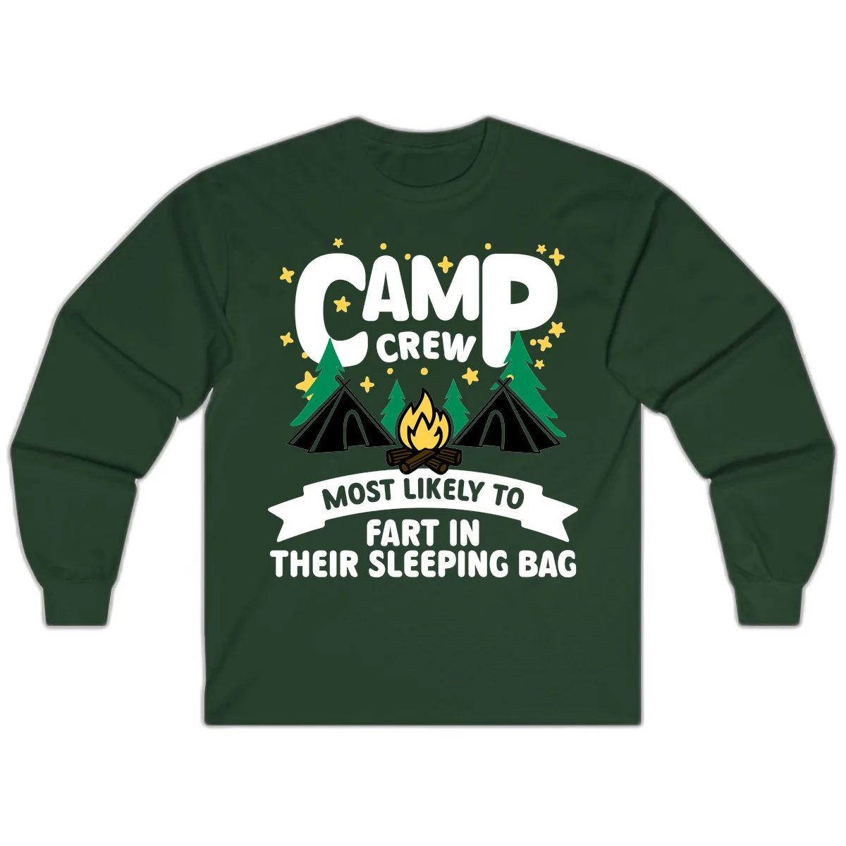 Camp Crew Sleeping Bag Farts Long Sleeve in Forest Green
