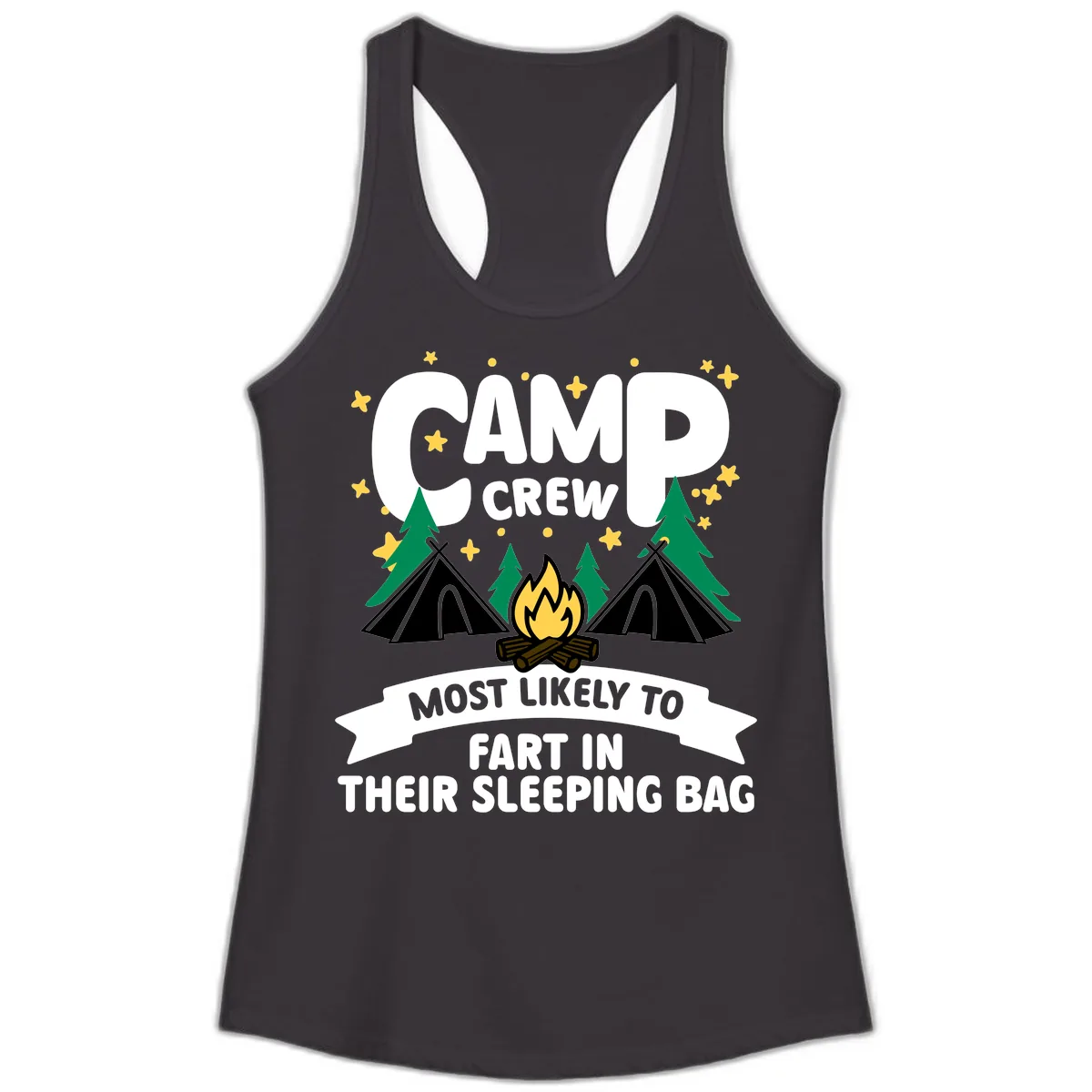 Camp Crew Sleeping Bag Farts Ladies Tank in Black