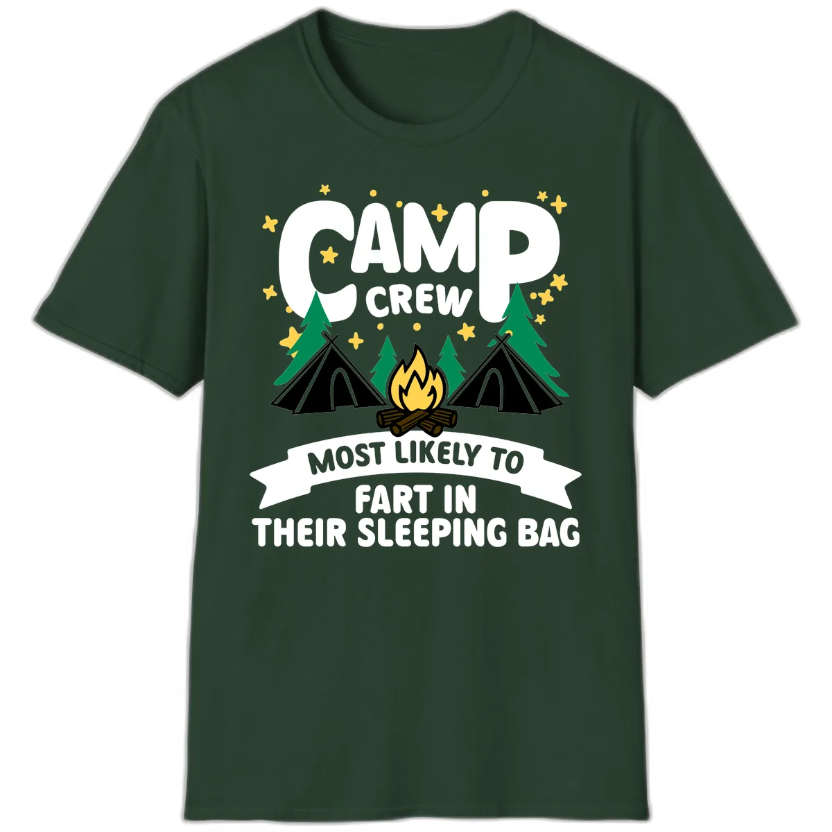 Camp Crew Sleeping Bag Farts T-Shirt in Forest Green