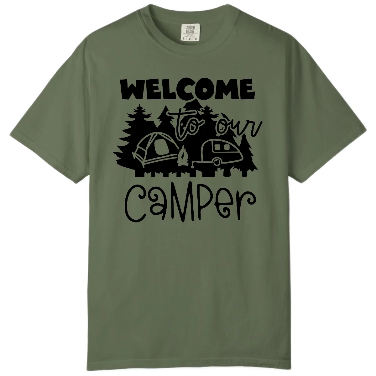 Welcome To Our Camper Comfort Color in Sage