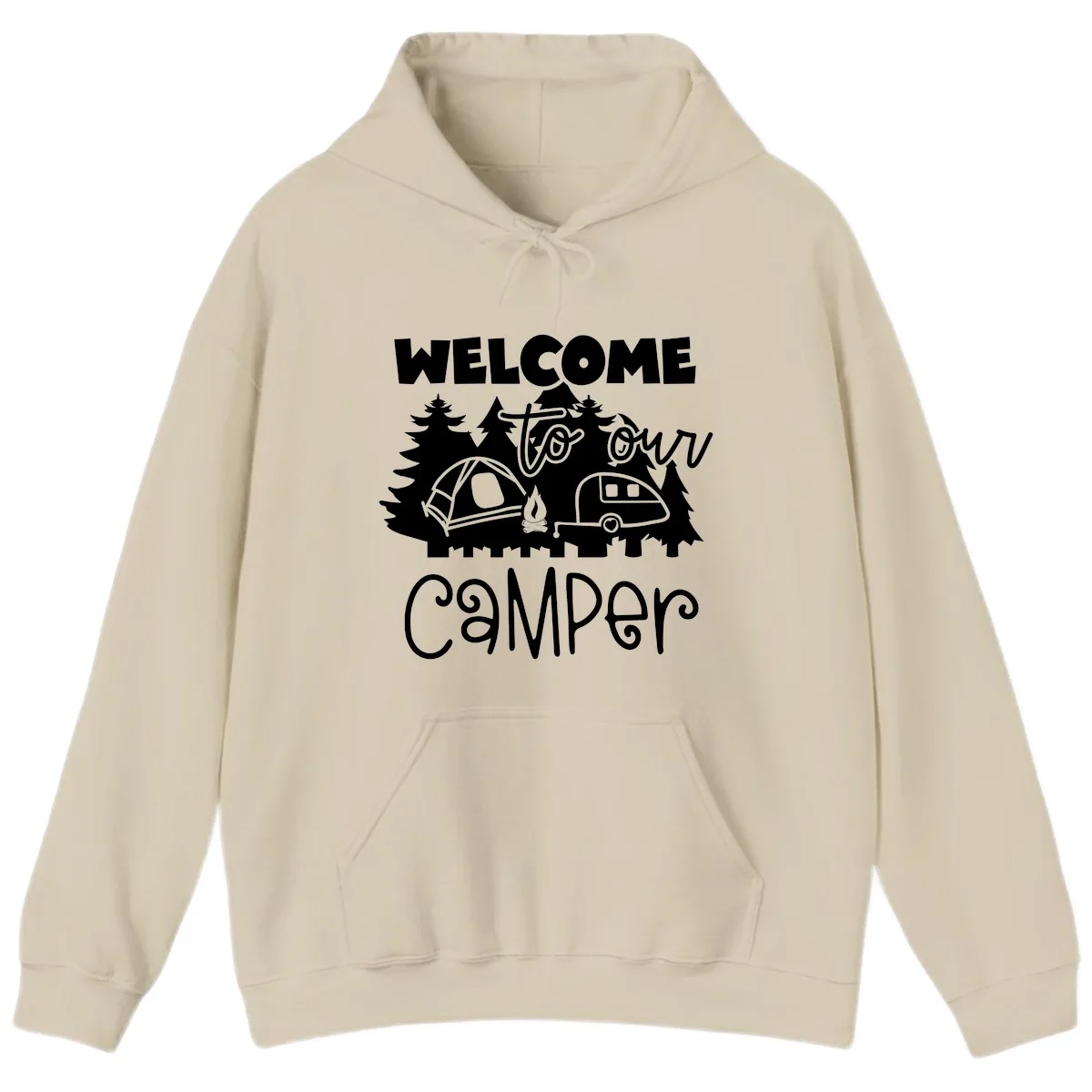 Welcome To Our Camper Hoodie in Sand