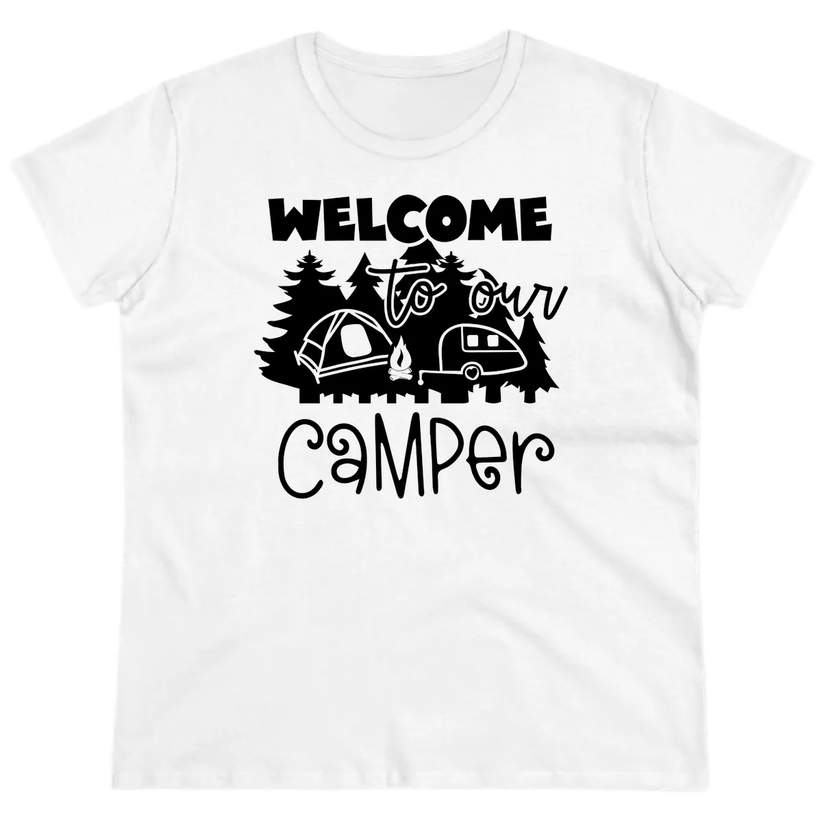 Welcome To Our Camper Ladies Tee in White