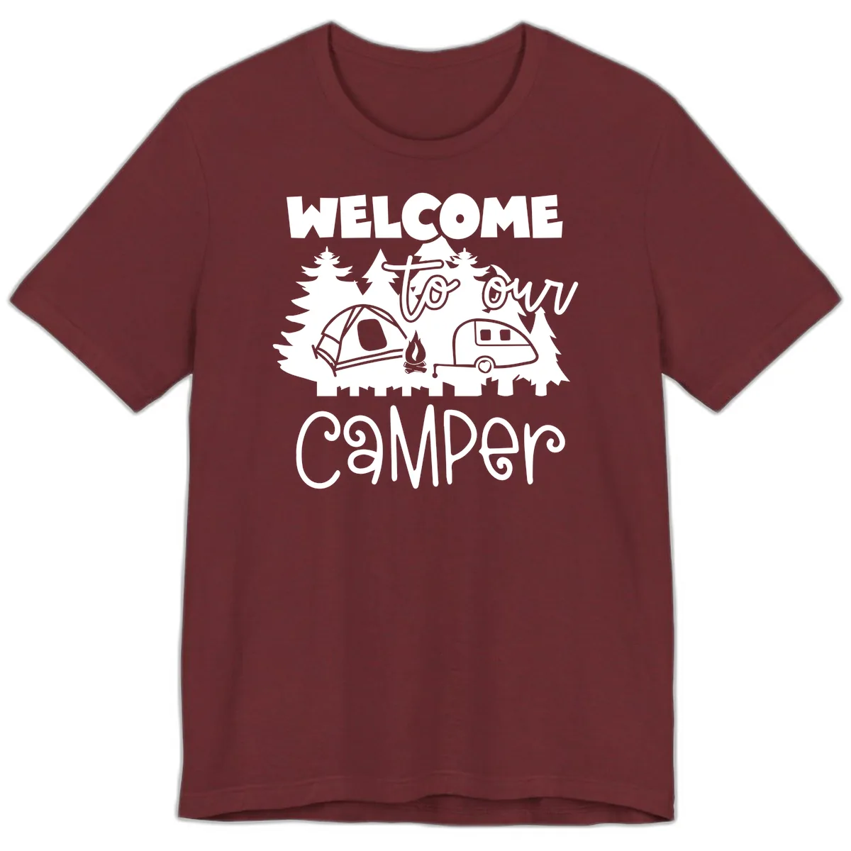 Welcome To Our Camper Premium T-Shirt in Heather Cardinal