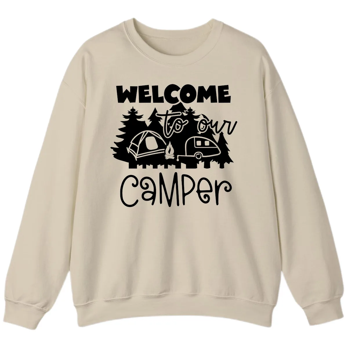Welcome To Our Camper Sweatshirt in Sand