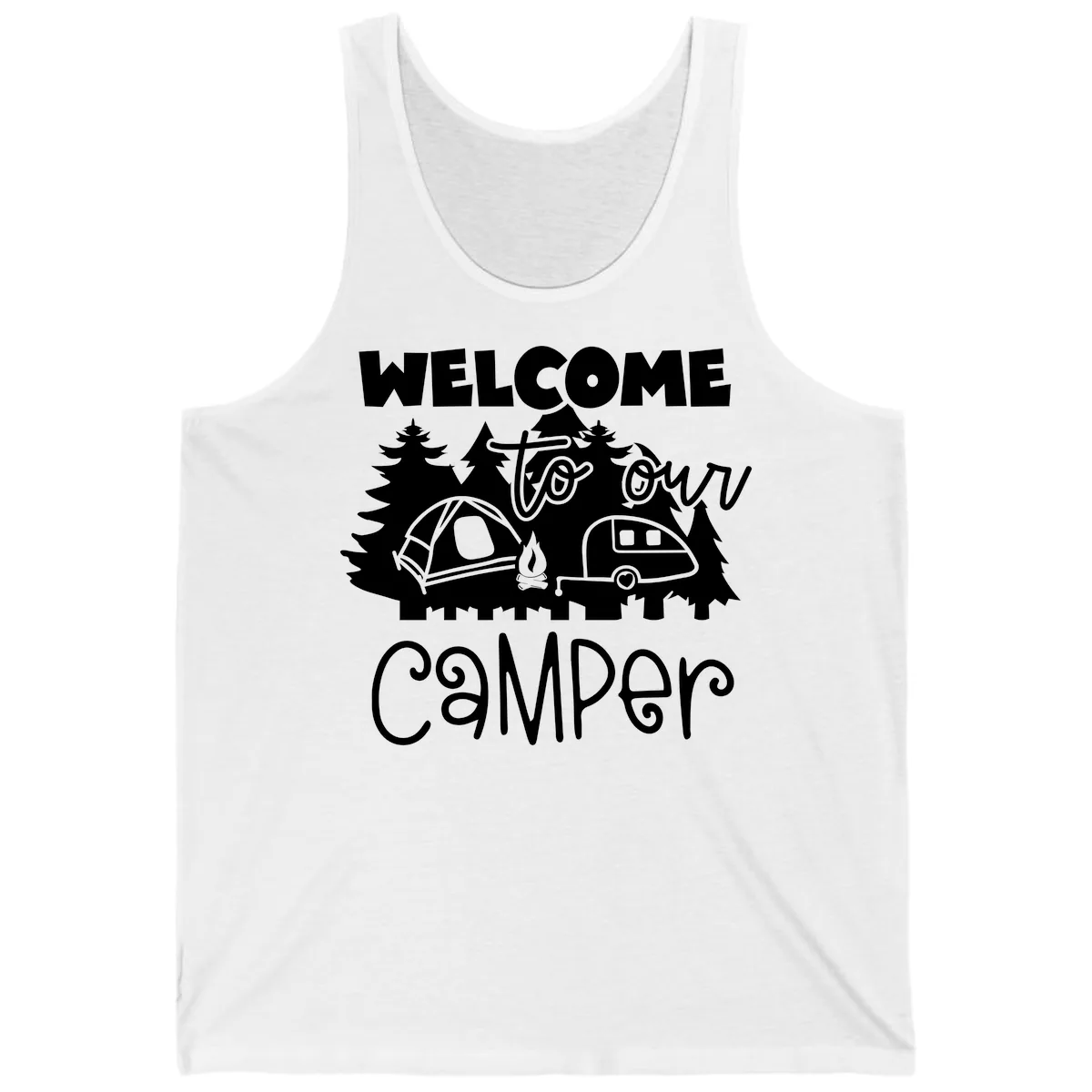 Welcome To Our Camper Tank in White