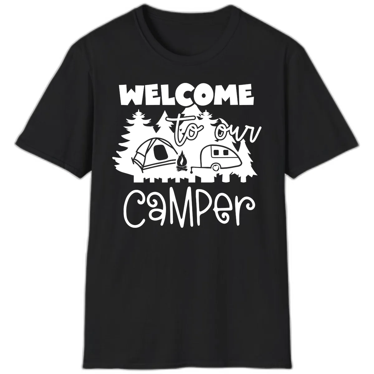 Welcome To Our Camper T-Shirt in Black