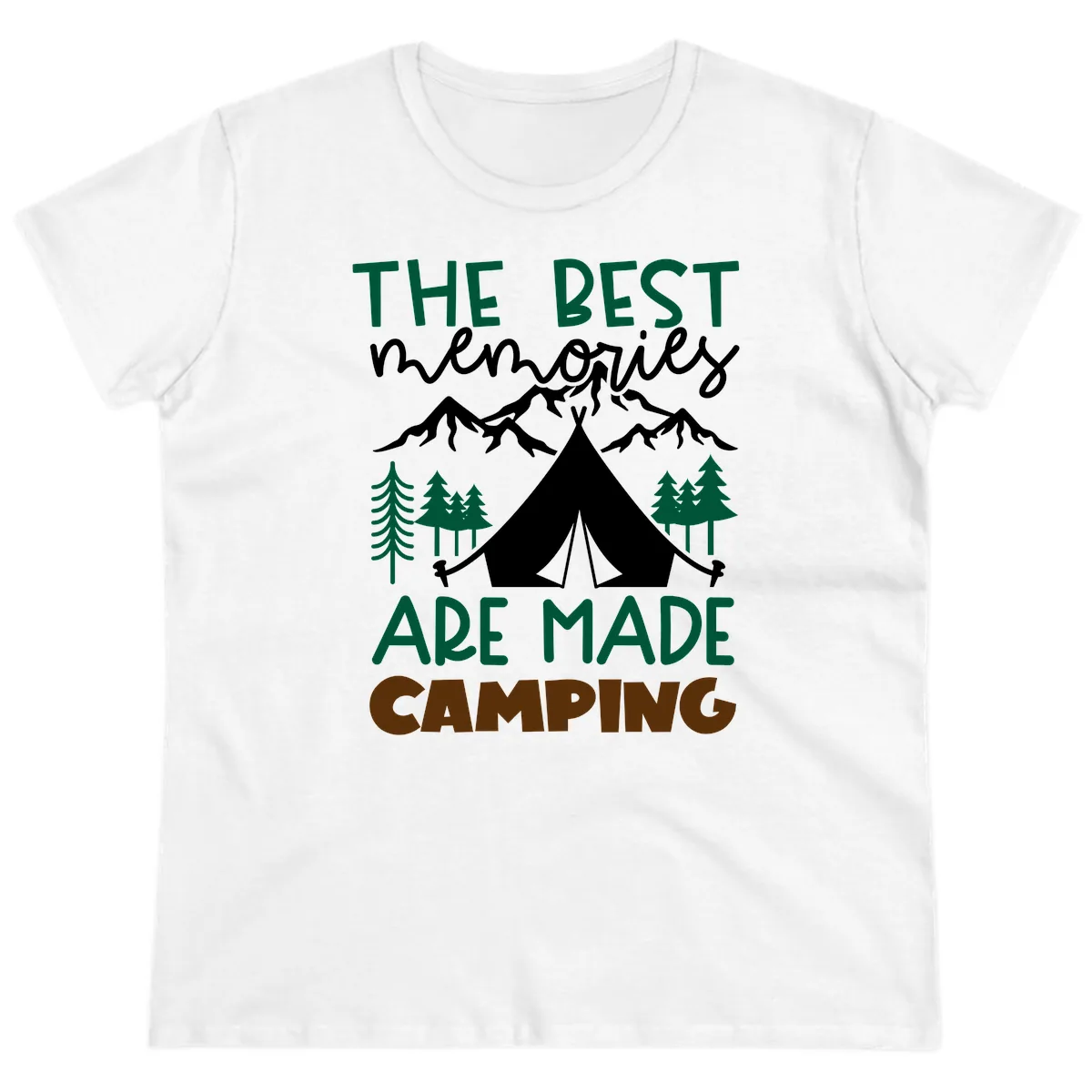The Best Memories Are Made Camping Ladies Tee in White