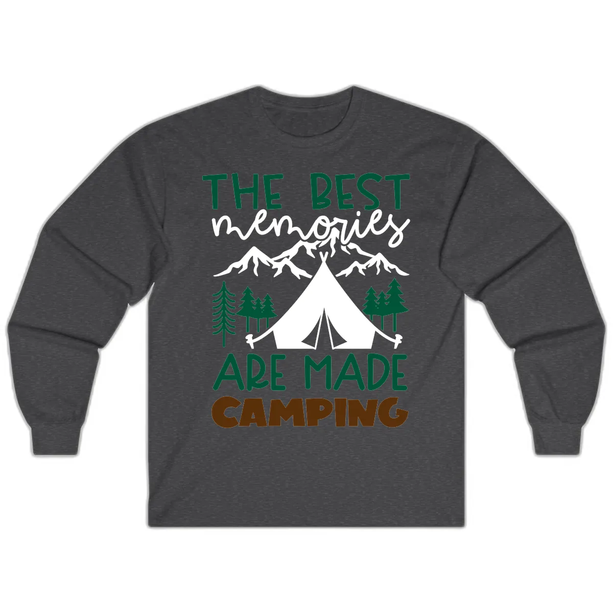 The Best Memories Are Made Camping Long Sleeve in Dark Heather