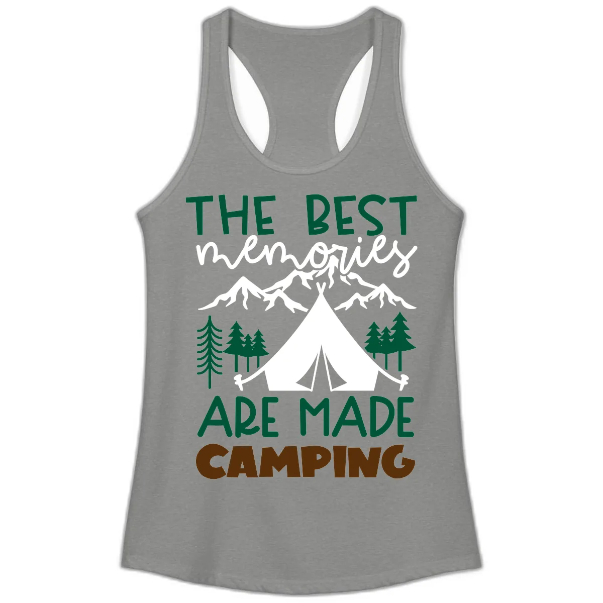 The Best Memories Are Made Camping Ladies Tank in Heather Grey