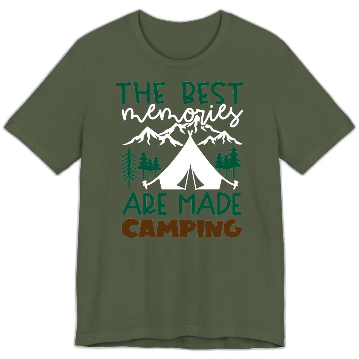 The Best Memories Are Made Camping Premium T-Shirt in Military Green