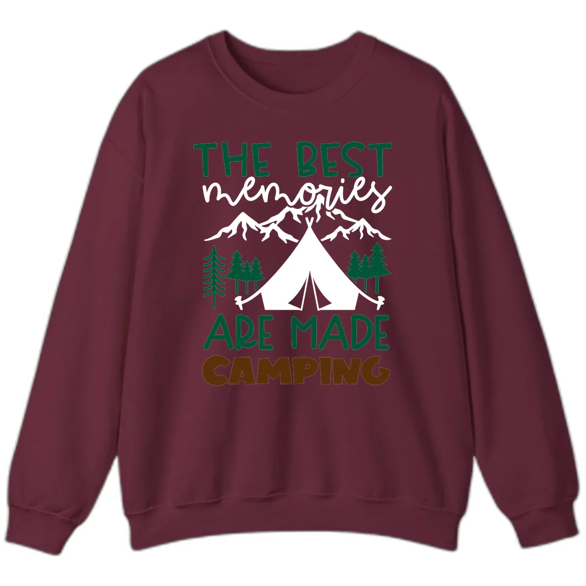 The Best Memories Are Made Camping Sweatshirt in Maroon