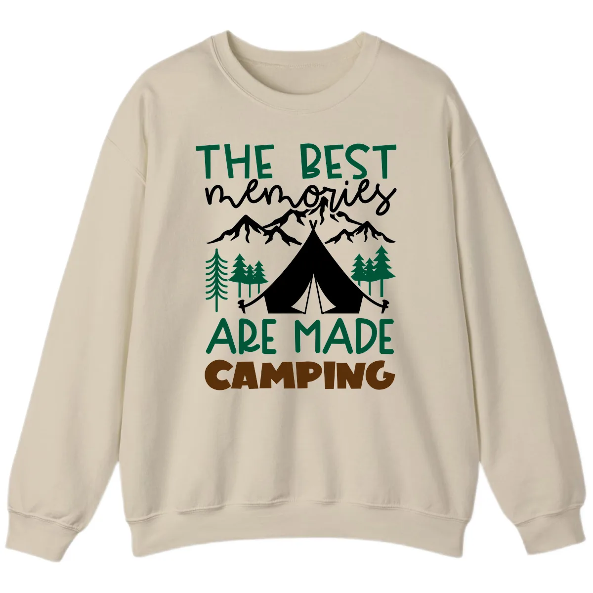 The Best Memories Are Made Camping Sweatshirt in Sand