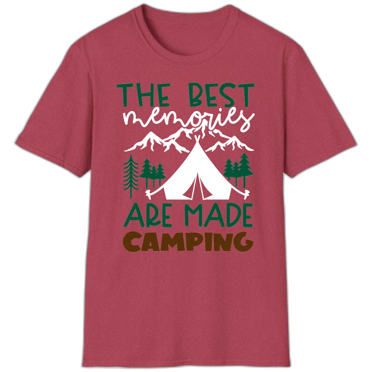 The Best Memories Are Made Camping T-Shirt in Heather Cardinal