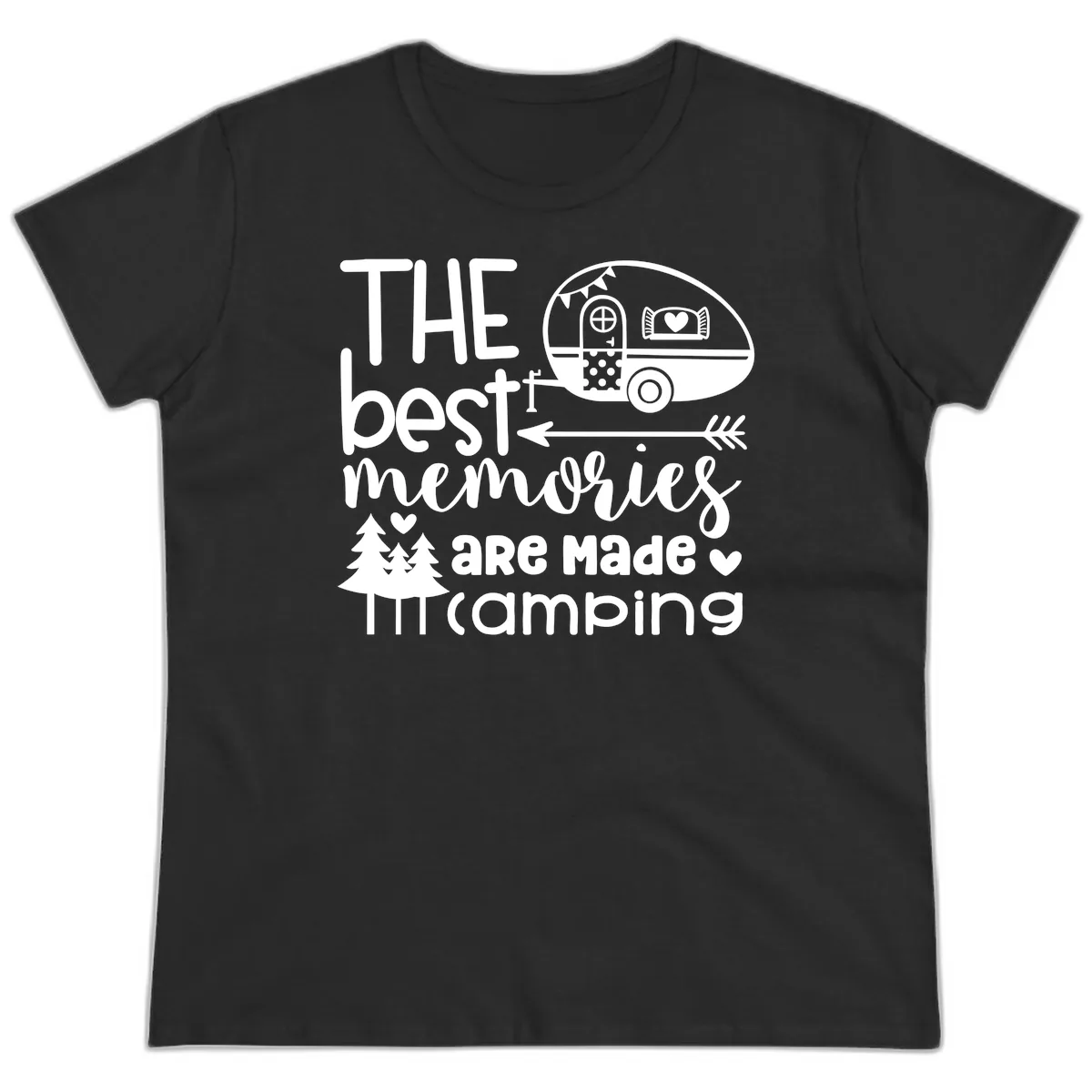 The Best Memories Are Made Camping Ladies Tee in Black