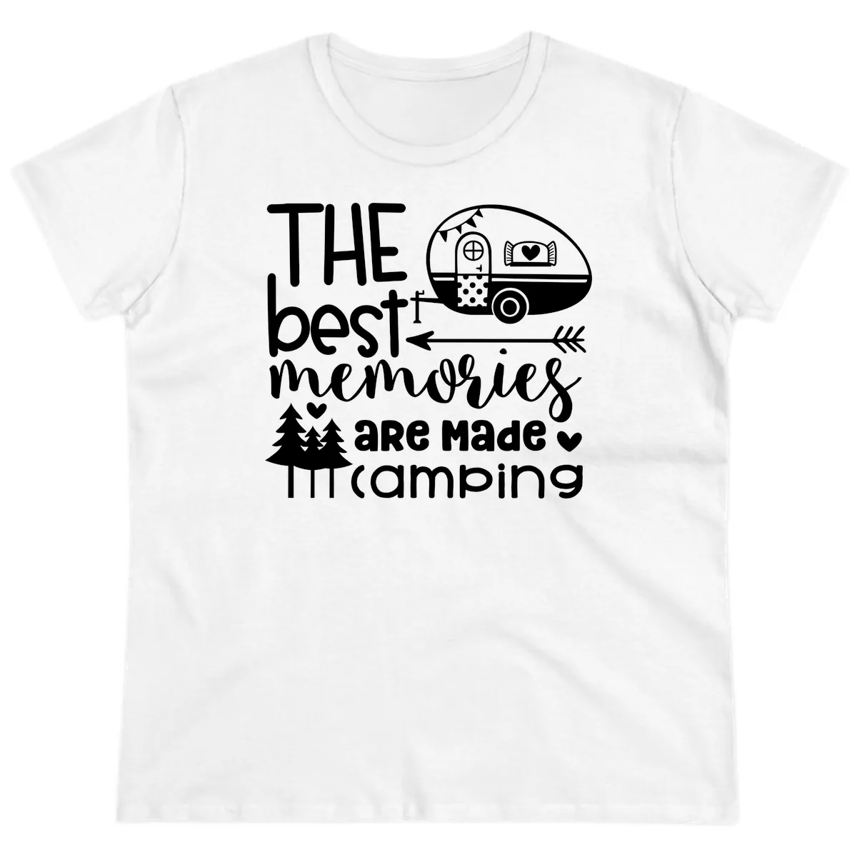 The Best Memories Are Made Camping Ladies Tee in White