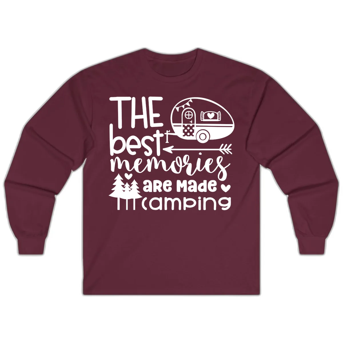 The Best Memories Are Made Camping Long Sleeve in Maroon