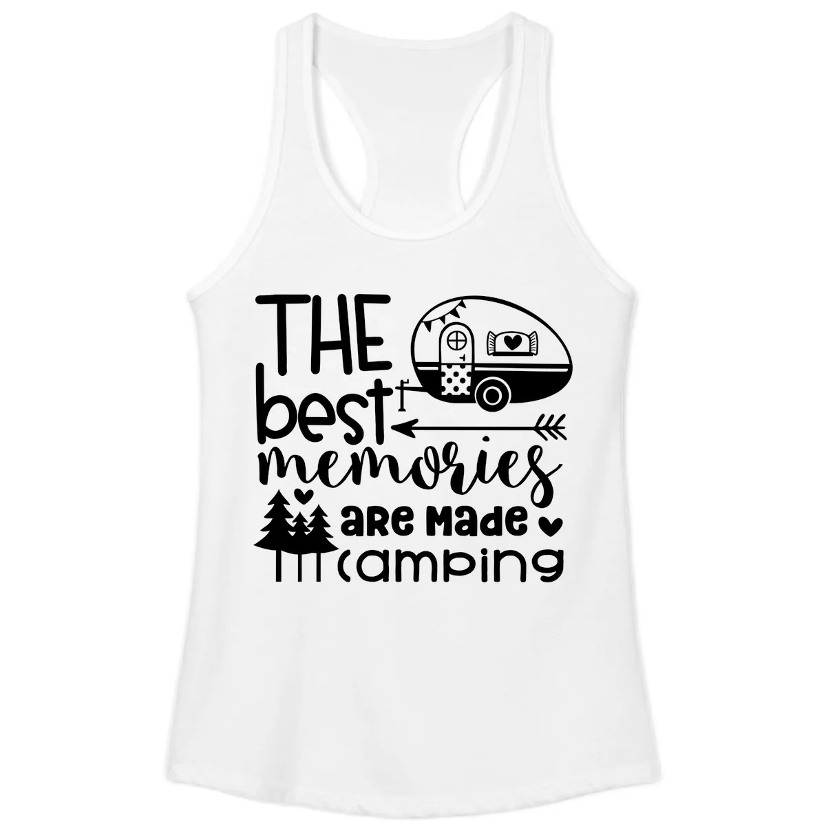 The Best Memories Are Made Camping Ladies Tank in White