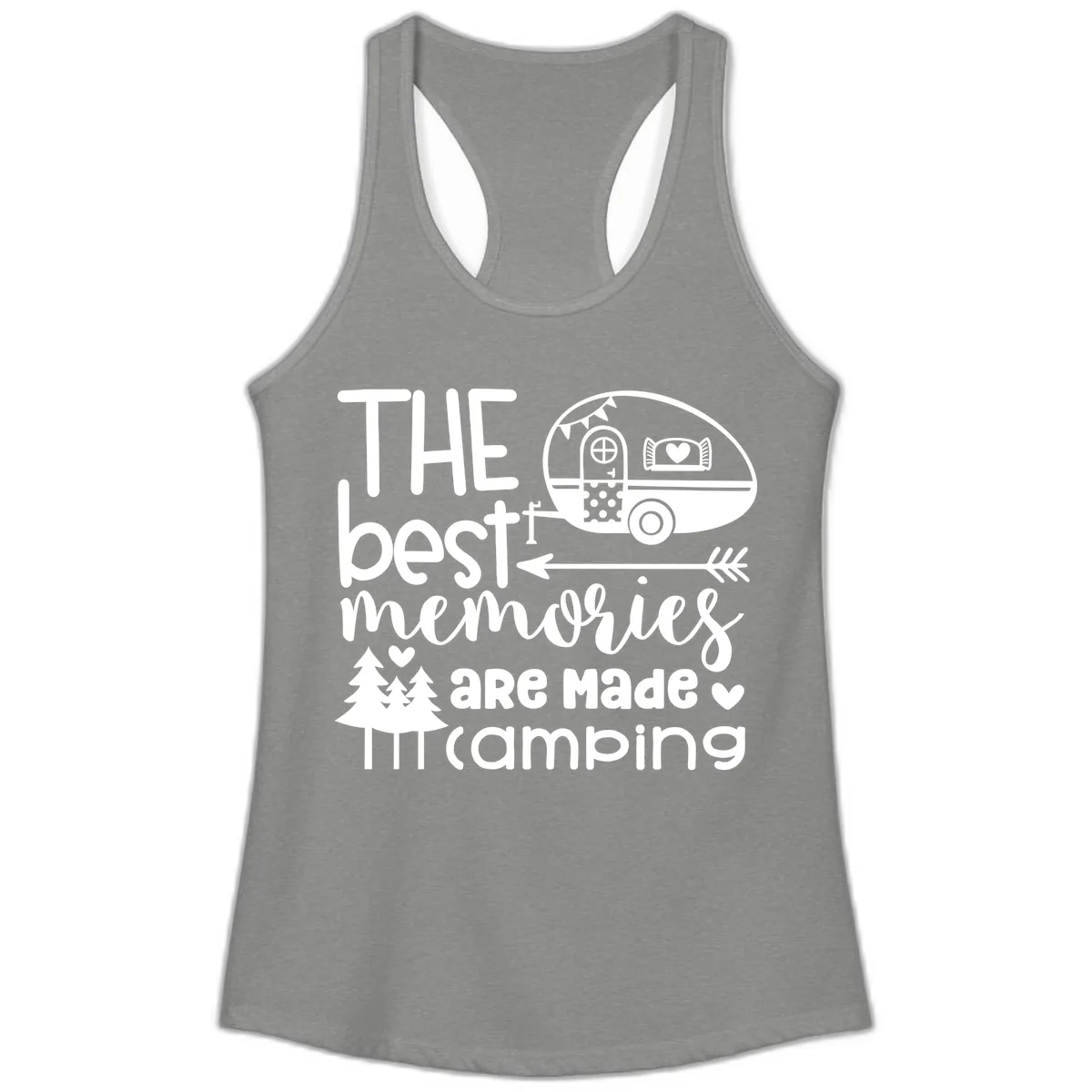 The Best Memories Are Made Camping Ladies Tank in Heather Grey