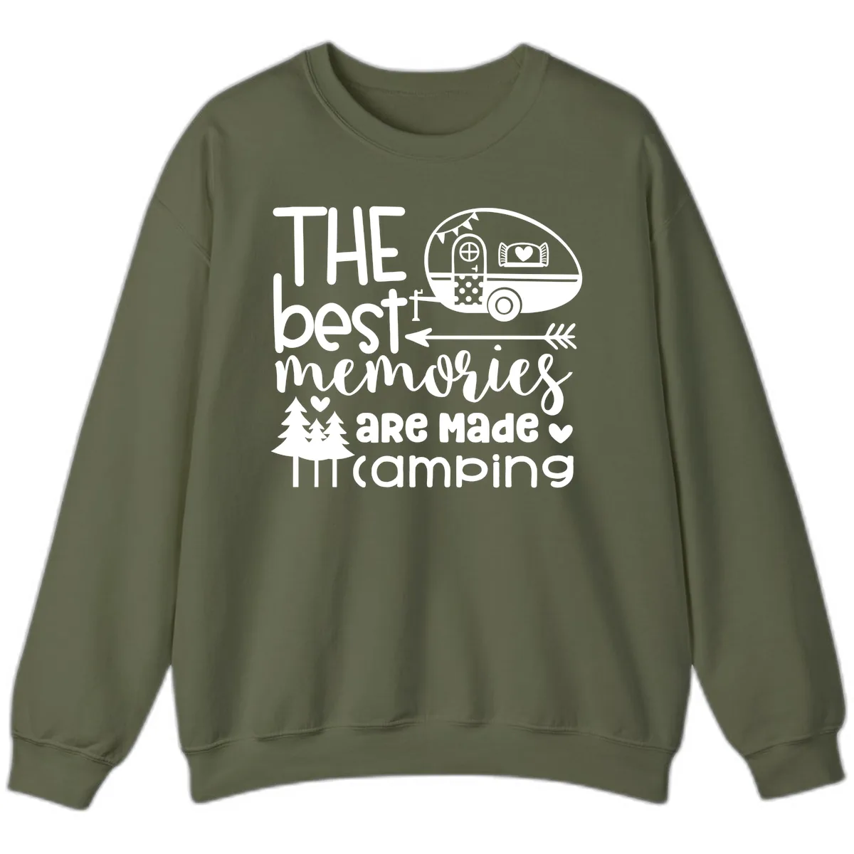 The Best Memories Are Made Camping Sweatshirt in Military Green