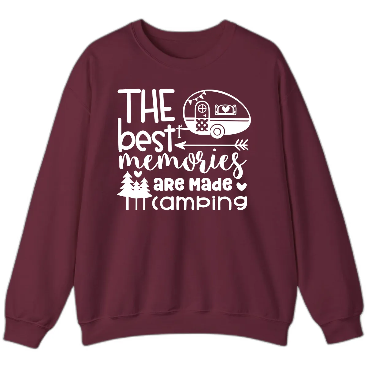 The Best Memories Are Made Camping Sweatshirt in Maroon