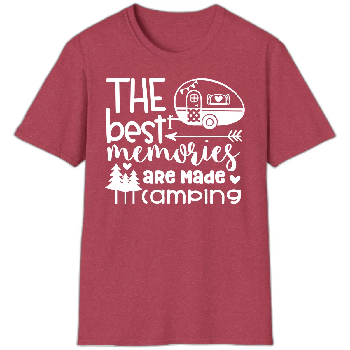 The Best Memories Are Made Camping T-Shirt in Heather Cardinal