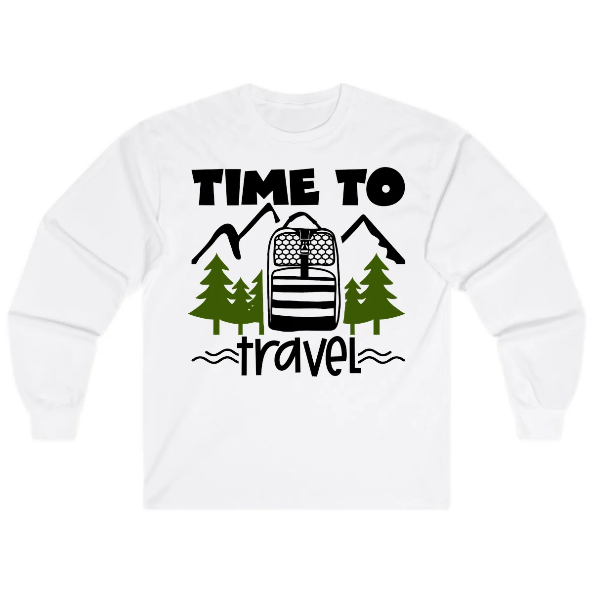 Time To Travel Mountain Backpack Long Sleeve in White