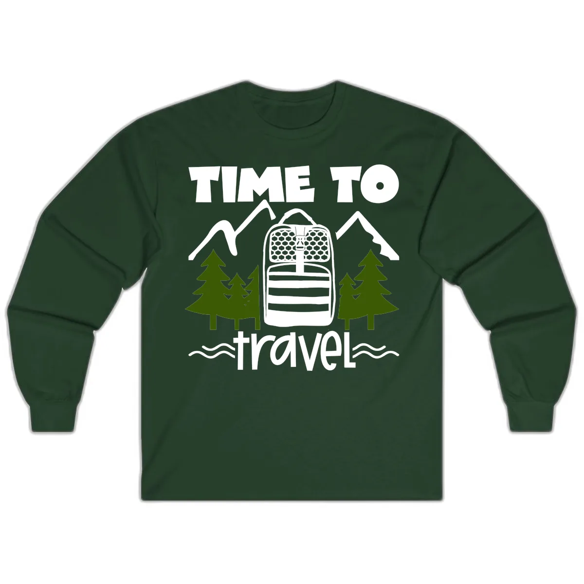 Time To Travel Mountain Backpack Long Sleeve in Forest Green